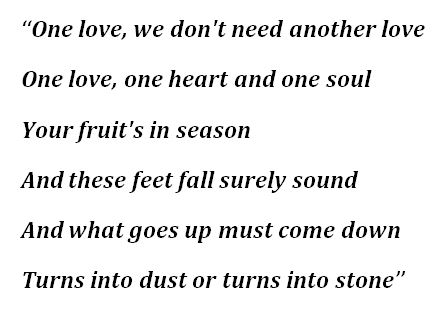 Lyrics of The Stone Roses' "One Love" 