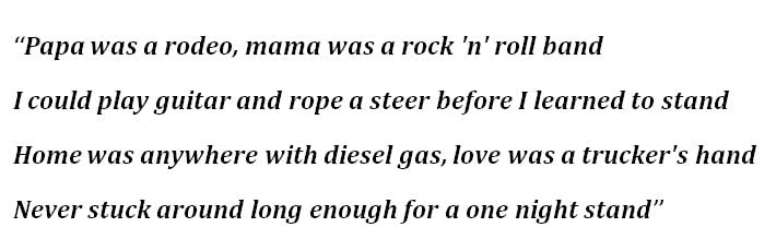 Lyrics for "Papa Was a Rodeo"