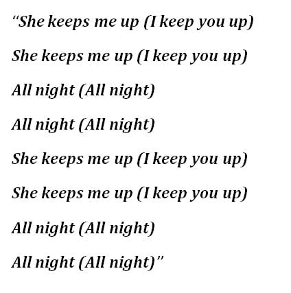 Nickelback, "She Keeps Me Up" Lyrics