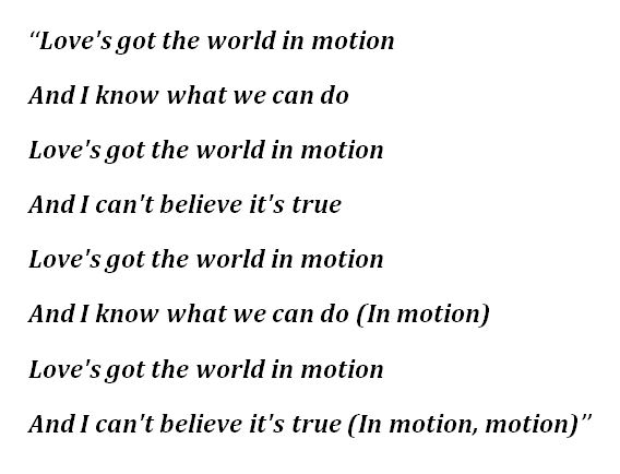 Lyrics for New Order's "World in Motion"