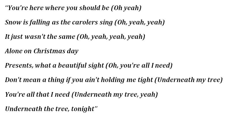 Kelly Clarkson's "Underneath the Tree" Lyrics