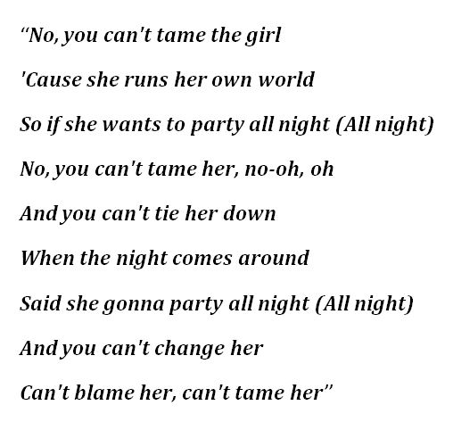 Lyrics of Zara Larsson's "Can't Tame Her"