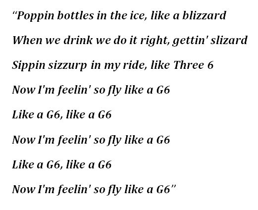 Far East Movement's "Like A G6" Lyrics