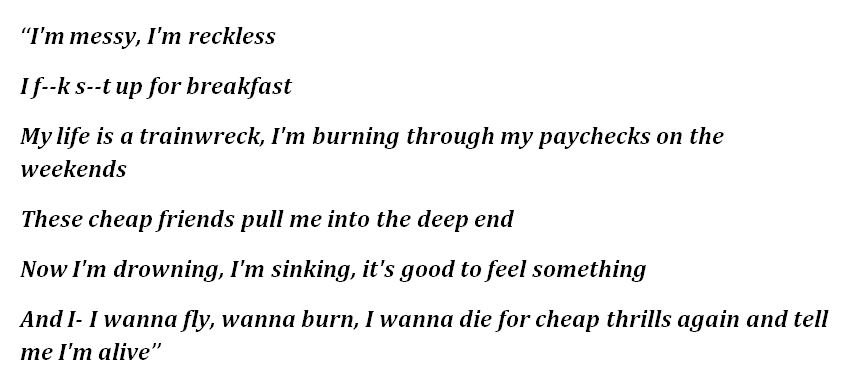 Lyrics to "Tell Me I'm Alive"